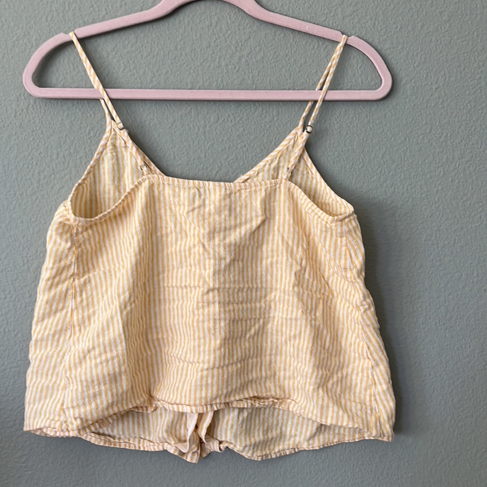 BP Nordstrom Size S top yellow & white stripe spaghetti strap button up EUC - Picture 2 of 5